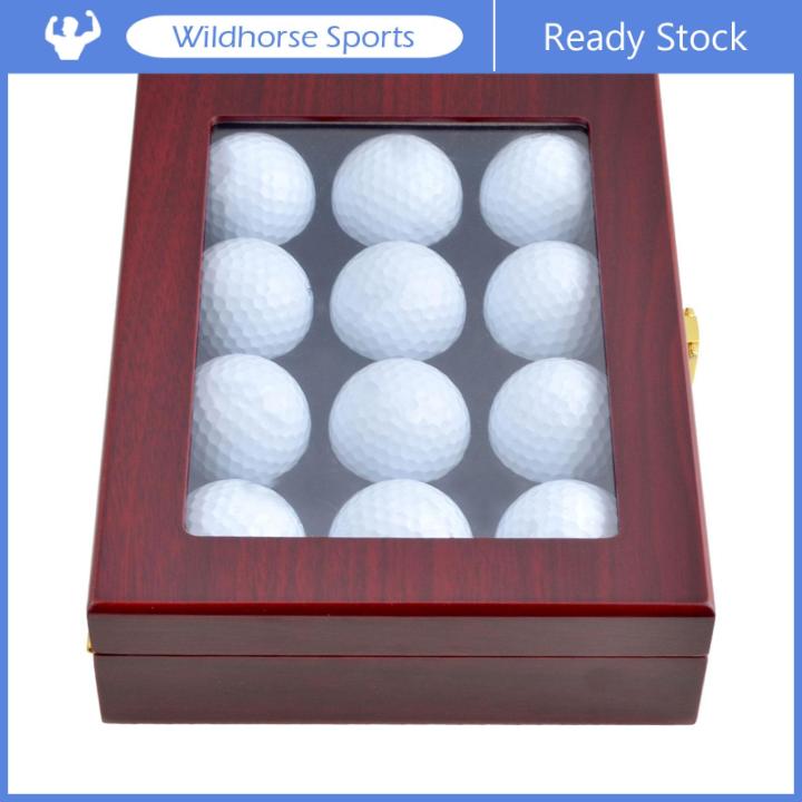 wildhorse-ฝาปิดแบบบานพับมีกล่องเก็บของ12รูสำหรับจัดแสดงลูกกอล์ฟทำจากไม้