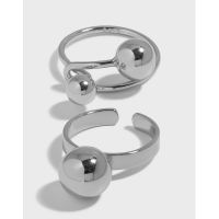 [COD] 433/434 Korean version of ins niche minimalist all-match geometric ball glossy texture silver open ring female