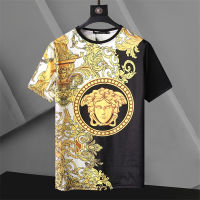 Versace เสื้อยืดผู้ชายหรูหรา,คุณภาพระดับพรีเมียมพิมพ์ลายไฮเอนด์ฤดูร้อนน้ำหนักเบาและระบายอากาศได้ดี