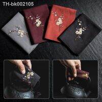 ☃■ Double Sided Velvet Microfiber Embroidered Hand-painted Tea Napkins Tablecloths Water Absorbing Tea Set Accessories