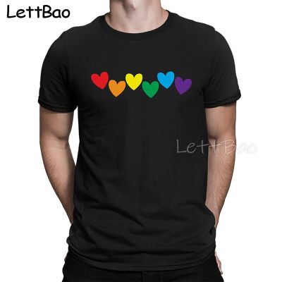 Rainbow Floating Hearts Love Lgbtq Acceptance Pride T Shirt For Men Cotton Tee Vintage Tshirt Novelty 100% Cotton Gildan