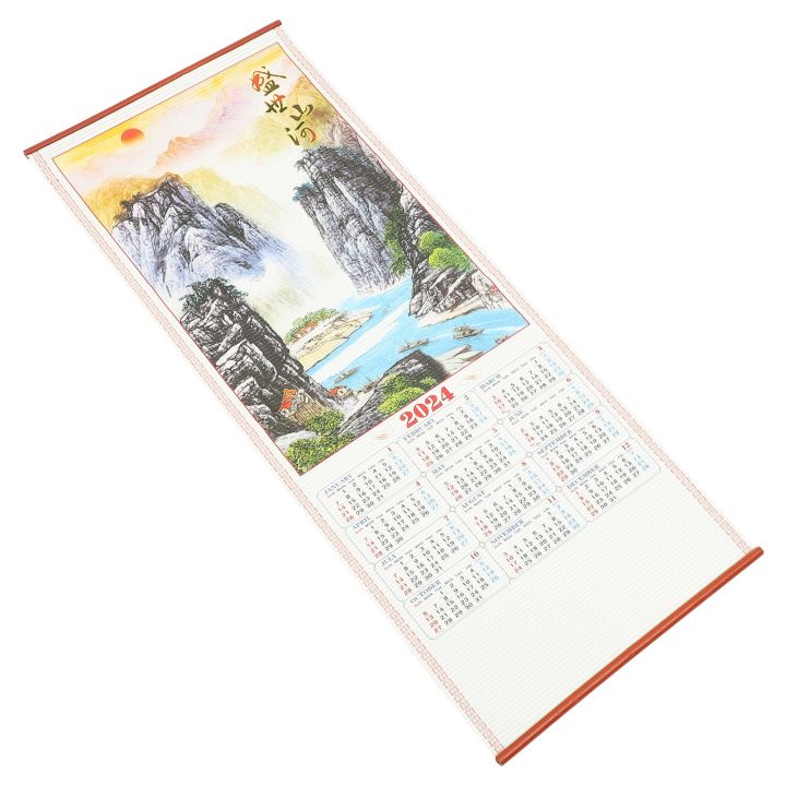 Chinese Wall Scroll Calendar Hanging 2024 Dragon Year Yearly New