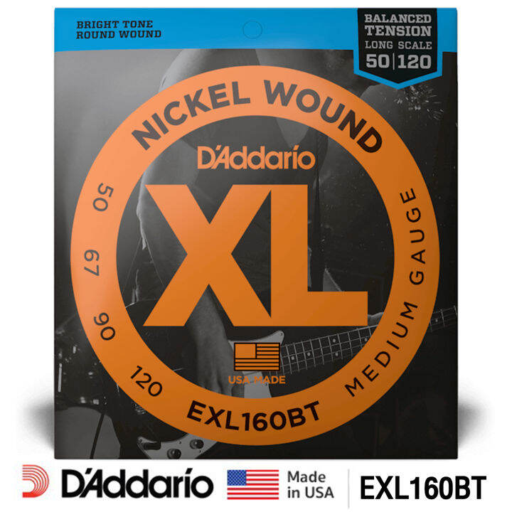 D'Addario® EXL160BT สายกีตาร์เบส 4 สาย แบบนิกเกิล ขนาดสมดุล XT Balanced