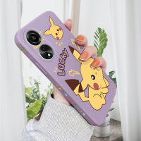 เคสโทรศัพท์สำหรับ OPPO A78 4G ลายการ์ตูนน่ารักปิกาจูเคสโทรศัพท์ลายขอบสี่เหลี่ยมปลอกซิลิโคนน้ำเคสป้องกันกล้องคลุมทั้งหมด