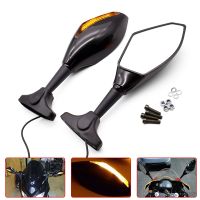 Universal Motorcycle LED Turn Signals Rear View Side Mirrors For Yamaha FZ07 FZ09 FZ600 FZ6R FZ8 FZ1 FAZER FZ6 FAZER