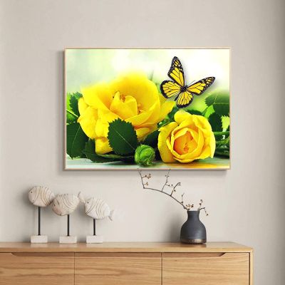 DIY 5D Diamond Painting Flower Full Drill With Number Kits Home Decor Wall Painting The Gift Arts and Crafts For s,Teenager