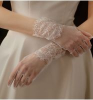 ✧✳﹍ Elegant Short Lace Tule Bridal Gloves for Wedding Illusion Finger Wrist Wedding Accessories for Brides vestidos de boda 2023