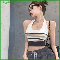 AngelCity Fashion Store ผู้หญิง striped Clothes ชุดชั้นในชุดชั้นใน Crop Tops Summer 2023เสื้อยืด VINTAGE Beauty Women Tube TOP Challenge