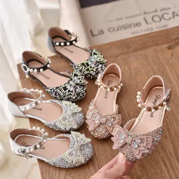 Satin Low Heel Peep Toe Sandals with Rock Glitter Bow | Peep toe, Peep toe  sandals, Low heels