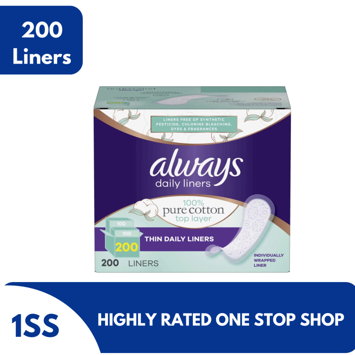 Always Liners Pure Cotton, 200pcs Lazada PH