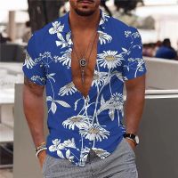 2023 เสื้อฮาวาย Summer Tropical Hawaiian Shirts For Men 3d Print Men 39;s Shirt Beach Short Sleeve Fashion Tops Tee Shirt Homme Blouse Male Camis