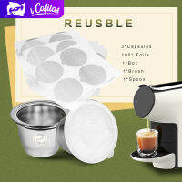 【i Cafilas】[NESC02] 2 In 1 Usage Filter Refillable Crema Coffee Capsules Pods With Reusbale Food grade aluminum sticker lid Compatible With Nespresso