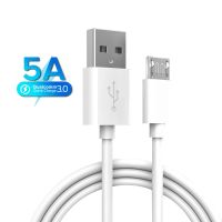 Lovebay สายเคเบิลไมโคร USB 5A สำหรับสายสายเคเบิลข้อมูลสายชาร์จเร็วยาว1ม./2ม. สายเคเบิลสีขาวหนาสำหรับไมโคร