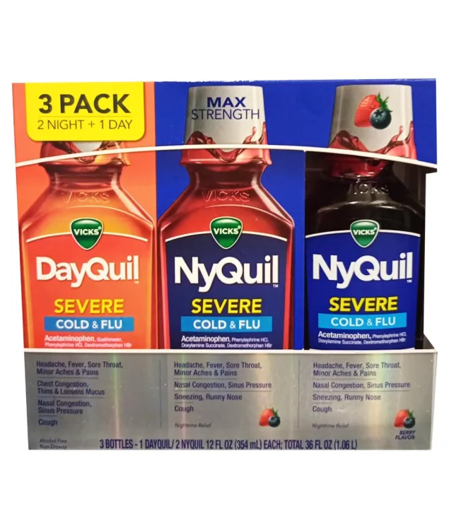 Vicks 1 DayQuil 2 NyQuil Set 3pcs Pack 12oz USA Each Total 36oz or 1L ...