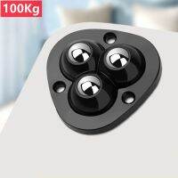 4Pcs Self Adhesive Type Mute Ball Universal Wheel 3 Beads 100Kg Furniture Casters Wheels Stainless Steel Wheel 360° Rotation