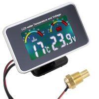 【LZ】✌✢  Carro LCD Display Digital Medidor de Temperatura da Água termômetro voltímetro calibre 2 em 1 Temp   medidor de tensão 1/8 10mm Thread Sensor