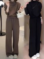 【Ready】? 23 new sprg and autumn outfits a complete set of casl suits for women straight we-leg ps and sweats two-piece set