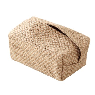 Japanese-style simple paper towel cover Original cotton and linen cloth art toilet Homestay pumping paper storage bag toilet paper decorative box rice apricot tissue box ins