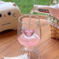 【CW】▦∏☎  Glass Goblet Pink Wine Cup Temperature Resistant Transparent Cocktail Bar