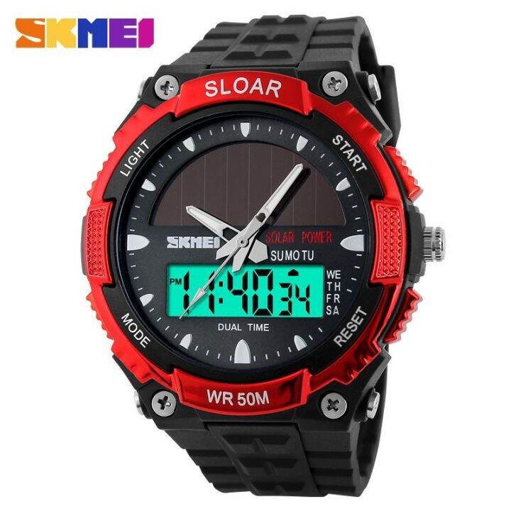 hot-seller-korean-version-trendy-electronic-watch-solar-energy-mens-dual-display-multi-function-waterproof-luminous-student-sports-military