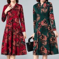 Mother put the new autumn 2022 middle-aged and old women improved qipao fashion long-sleeved dress knee-length skirt restoring ancient ways