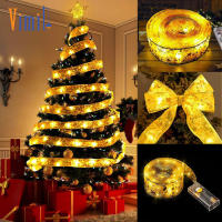 Vimite 5/10 Meters Outdoor Indoor Led Christmas Light Battery Operation Ribbon String Fairy Light Christmas Tree Decoration Lamp for House Garden Party Birthday Ornaments New Year