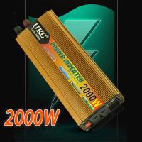 2000W อินเวอร์เตอร์เพียวไซน์เวฟอินเวอร์เตอร์12V 220V ตัวแปลงไฟฟ้าอินเวอร์เตอร์พลังงานแสงอาทิตย์บ้าน12V-220V รถบรรทุกพลังงานสำรองสำหรับกลางแจ้ง