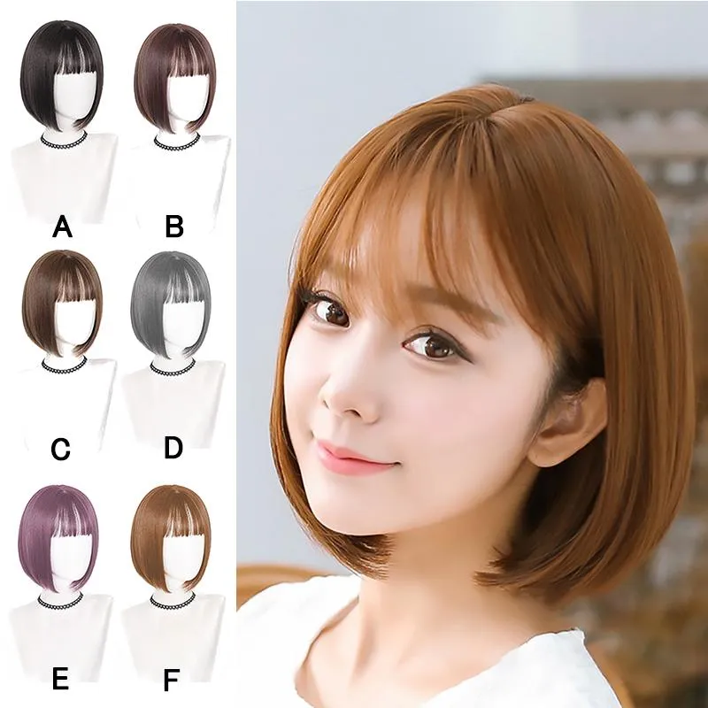 28 cm Wig female short hair wig short straight hair bobo head net red wave  wave head wig set Qi Liu fake hair | Lazada Singapore