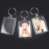 【VV】 3Pcs Rectangle Transparent Blank Insert Photo Picture Frame Keyring Keychain Split Chain Gifts