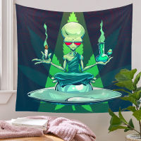 【cw】Alien Tapestry Psychedelic Green Leaves Hippie Wall Decor Room Decoration Wall Hanging Tapestries for Dorm Room Fantasy ！