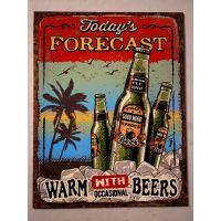 Wall Décor tin sign spot stocks Today’s Forecast Warm With Beers Vintage - Man Cave Garage Art，size：20X 30cm