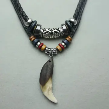 Fashion Fish Hook White Tribal Hawaiian Ethnic Cotton Cord Beaded Amulet  Handmade DIY Jewelry Pendant Necklace WHITE 