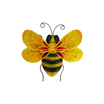 Metal Bee Wall Decoration Garden Hanging Outdoor Indoor Glass Decorative Artwork Patio Art Sculpture Decoration for Fence