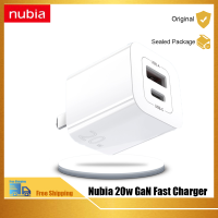 Nubia 20W GaN ที่ชาร์จความเร็วสูง USB A + Type C PD2.0ชาร์จสำหรับ iPhone 14 12 13 Pro Max แล็ปท็อปชาร์จเร็วปลั๊ก Us/eu