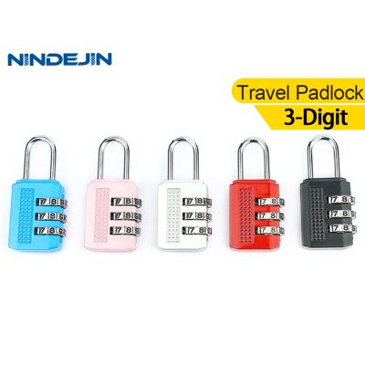 NINDEJIN กุญแจล็อคกระเป๋าเดินทางแบบผสม3หลัก,กุญแจตู้ล็อกแบบมีสีดำ/ สีขาว/สีฟ้า/สีแดง