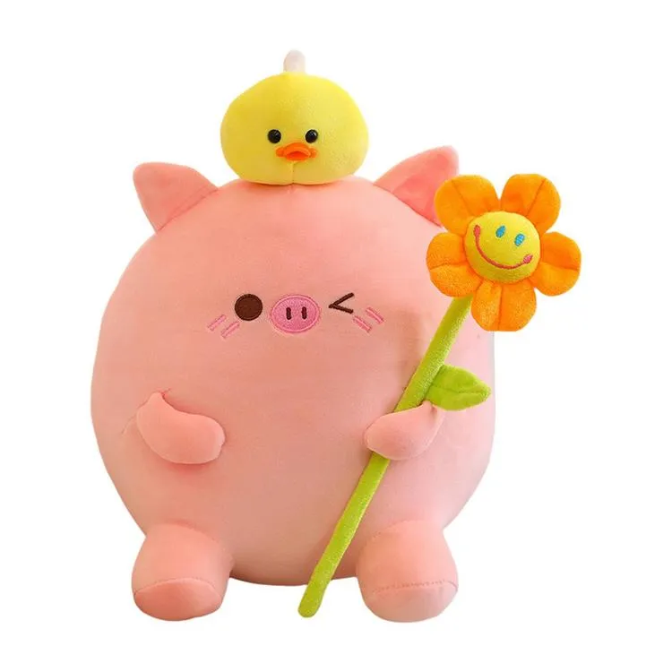 Cute Pig Plushies Duck On Head Design Stuffed Pig Toy Adorable ...