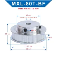 1ชิ้น Mxl-80t จังหวะรอกขนาด8/10/12/15/17/20มม. ช่องล้อเลื่อนกว้าง11มม. เข้ากันได้กับความกว้าง10มม. Mxl-เข็มขัดจับเวลา