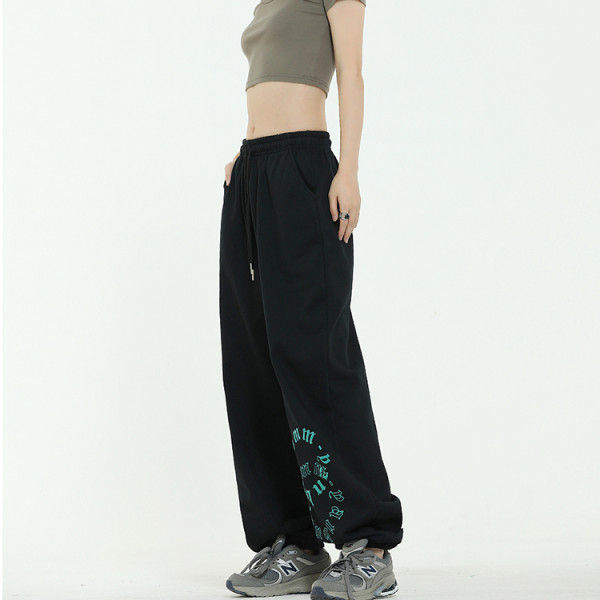 กางเกงแฟชั่น-miss-pni-กางเกงวอร์มพิมพ์ลายตัวอักษรพิเศษ-กางเกงเต้นเชือกผูกลำลองขนาดพิเศษทันสมัย