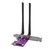 Wireless WiFi Bluetooth Network Card Adapter PCIe X1 to M.2/NGFF (A+E Key) Expansion Card with Dual-Band 2.4&amp;5G 2X 5dBi Antenna