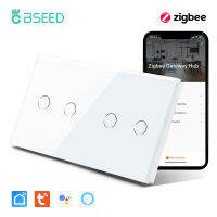 BSEED Zigbee Light Switches 23456Gang Smart Touch Sensor Switch No Neutral Tuya Smart Home Control Crystal Glass EU Standard