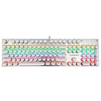 Retro Punk Gaming Mechanical Keyboard USB Wired 104 Keys with RGB Backlight Red/Blue Switch for PC Gamer Computer