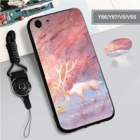 เคสซิลิโคนนิ่มสำหรับ VIVO V5/V5S/Y66/Y67/1601/1713/1612/V5 Lite 1609/Y69/Y71/Y75/V7/1718/Y79/Y73/V7 Plus/ 1716/1726คลุมด้วยแหวนและเชือก