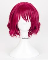 Akatsuki no Yona Yona Cosplay Wigs Short Rose Red Curly Heat Resistant Synthetic Hair Wig + Wig Cap