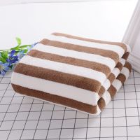 Hotel beauty salon quick-drying beach towel home soft absorbent face towel striped coral fleece bath towel Towels