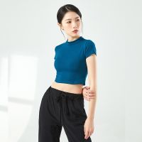 ♕₪ Modern Dance Practice Clothes Womens Tight-Fitting Dance T-Shirt Short Section National Classical Dance Short-Sleeved Black 2022 Summer New Style