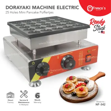 Mini Dutch Pancakes Maker Machine - Commercial Mini Poffertjes Machine Dorayaki, Electric 25pcs Muffin Iron with Non-Stick Plates for Bakery Home and