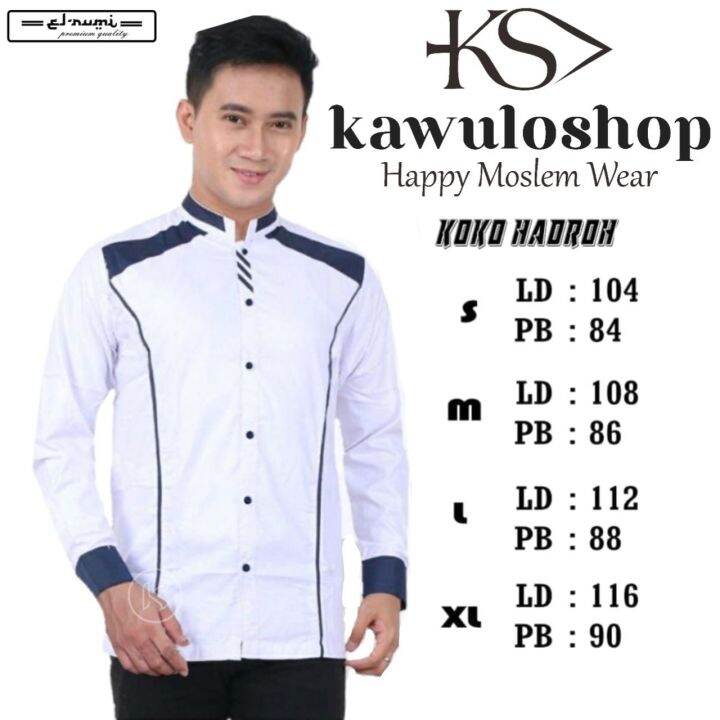 baju koko guz azmi motif putih pundak hitam