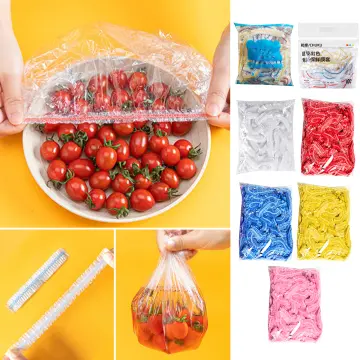 100pcs Disposable Food Cover Plastic Wrap Elastic Food Lids For Fruit Bowls  Cups Caps Storage Kitchen Fresh Keeping Saver Bag