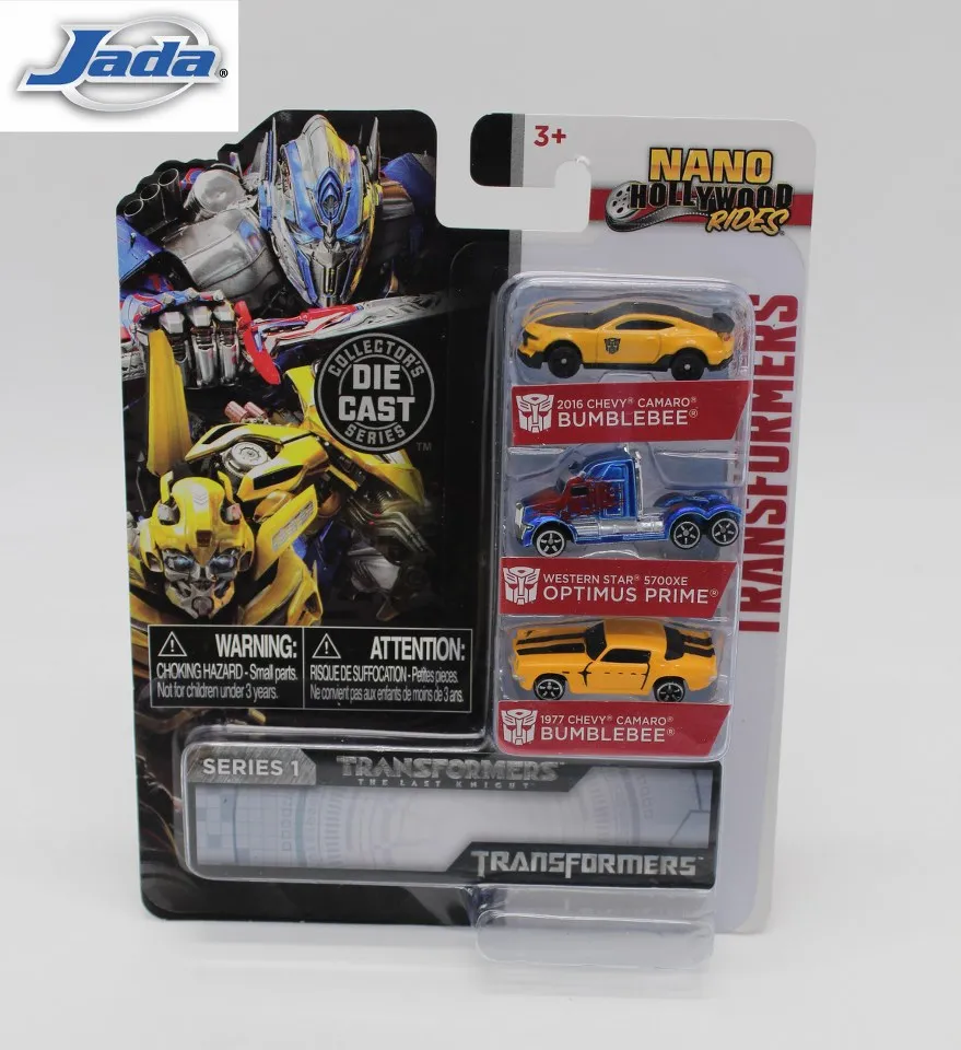 JADA NANO SERIES HOLLYWOOD RIDES  INCH TRANSFORMERS 3 PACK (Bumblebee  (2016 Chevy Camaro SS), Optimus Prime (Western Star 5700XE) and Bumblebee  (1977 Chevy Camaro) METAL DIE CAST CAR MODEL COLLECTION 31125 | Lazada