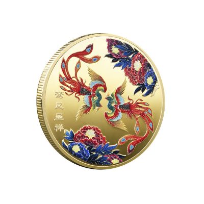 Phoenix Collectible Coins Animal Commemorative Coin Chinese Medallion Color Inkjet Metal Commemorative Coin Gift Collection